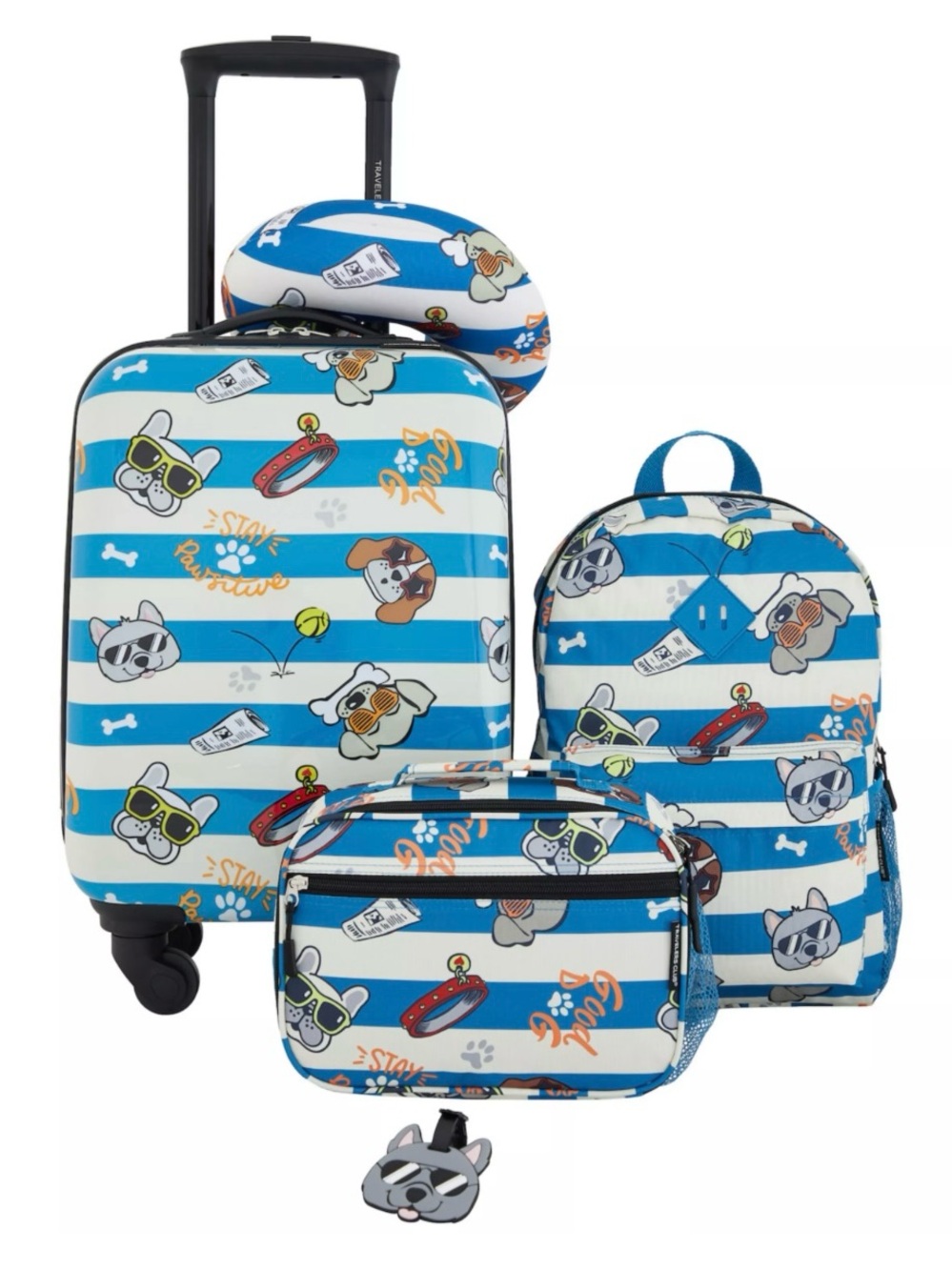 Travelers Club 5-Piece Kids' Luggage Set Cool Dog NEW